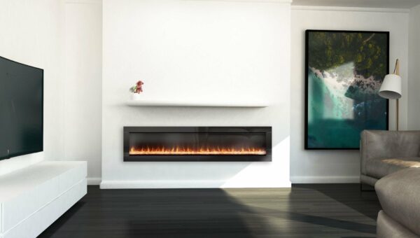 Ambe Linear 72 Electric Fireplace installed in living room