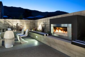 Escea EF5000 Outdoor Gas Fireplace installed in outdoor area