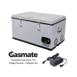 Gasmate Dual-Zone 75L Fridge + Adaptor Kit Bundle